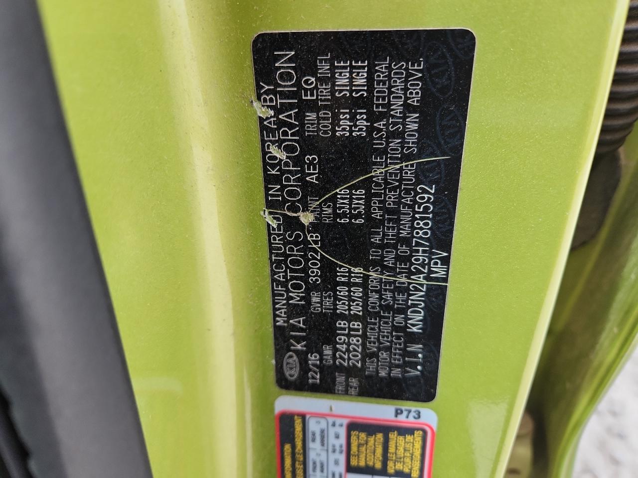 2017 Kia Soul VIN: KNDJN2A29H7881592 Lot: 82281245