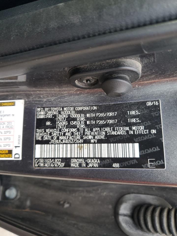 2016 Toyota 4Runner Sr5/Sr5 Premium VIN: JTEBU5JR4G5372649 Lot: 84448685