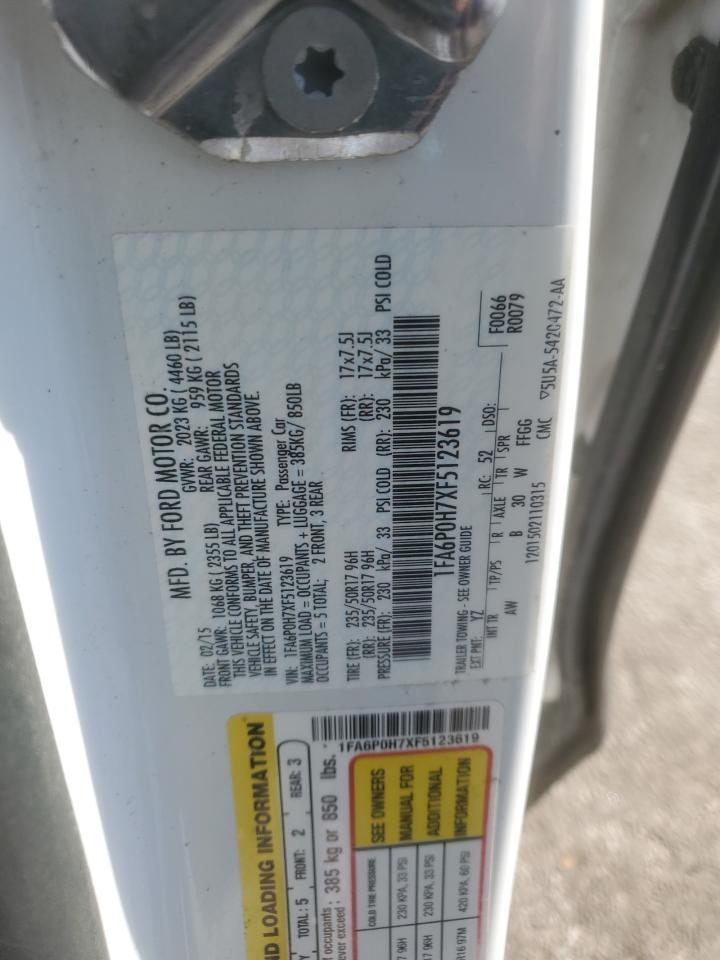 2015 Ford Fusion Se VIN: 1FA6P0H7XF5123619 Lot: 84419715