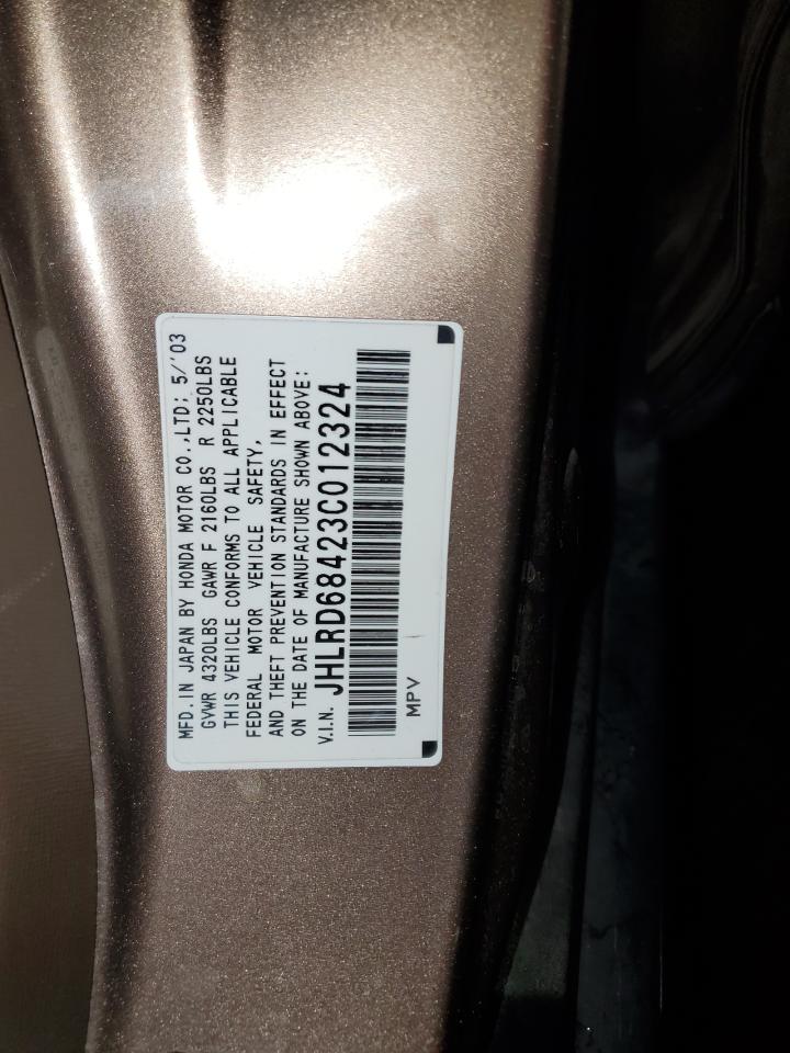 2003 Honda Cr-V Lx VIN: JHLRD68423C012324 Lot: 85638085