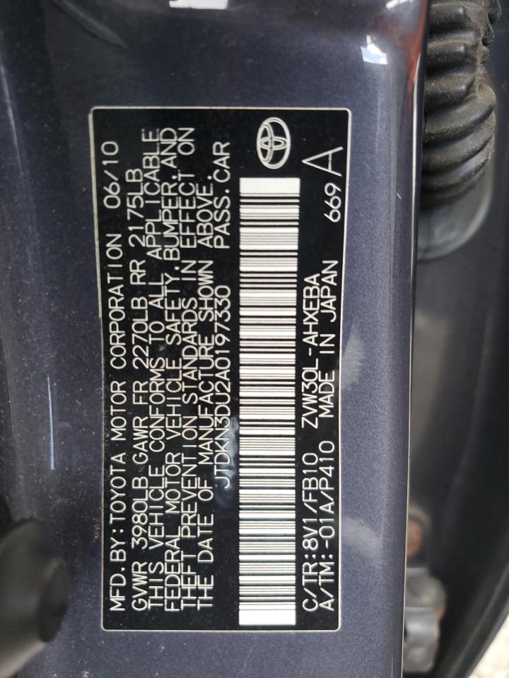 2010 Toyota Prius VIN: JTDKN3DU2A0197330 Lot: 85691885