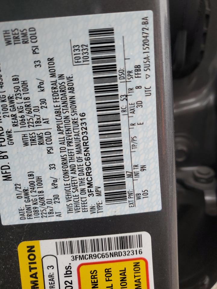 2022 Ford Bronco Sport Outer Banks VIN: 3FMCR9C65NRD32316 Lot: 90492285