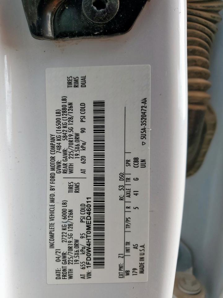 2021 Ford F450 Super Duty VIN: 1FD0W4HT0MED46011 Lot: 84969155