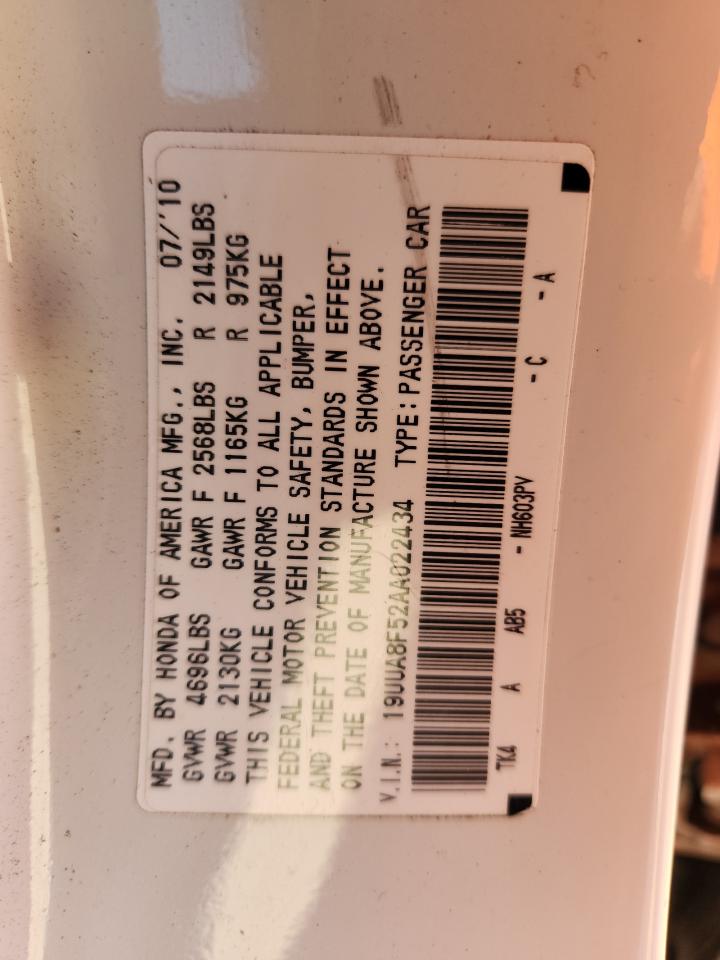 2010 Acura Tl VIN: 19UUA8F52AA022434 Lot: 85908915