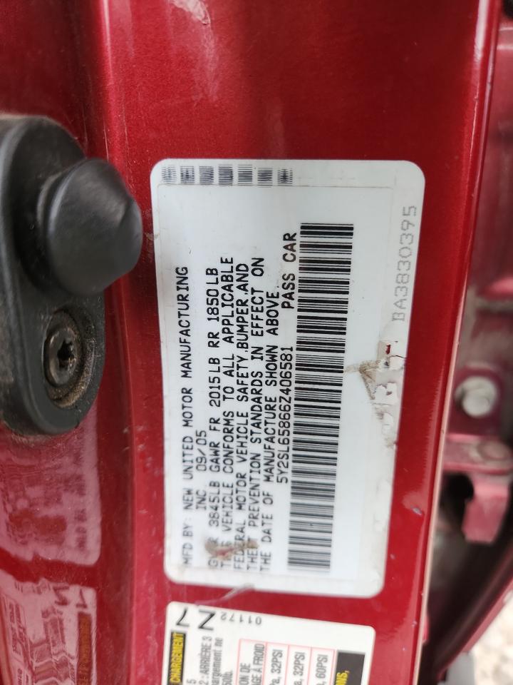 2006 Pontiac Vibe VIN: 5Y2SL65866Z406581 Lot: 85357235