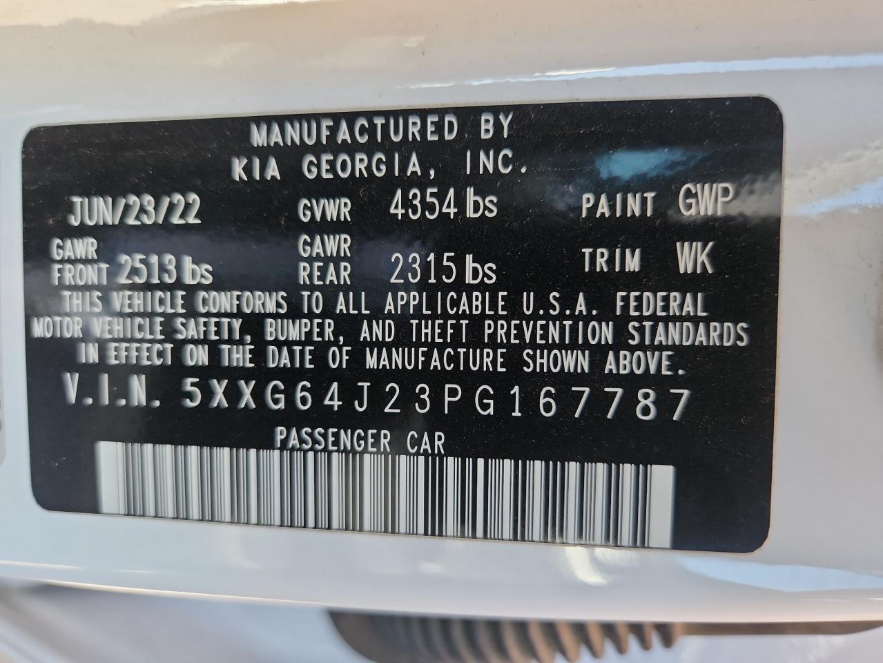 2023 Kia K5 Gt Line VIN: 5XXG64J23PG167787 Lot: 82159975