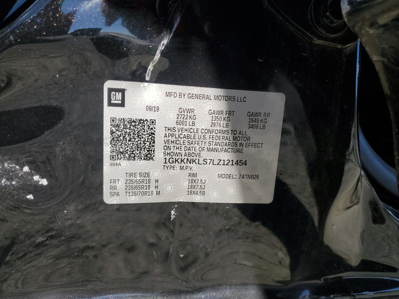 2020 GMC Acadia Sle VIN: 1GKKNKLS7LZ121454 Lot: 86728365