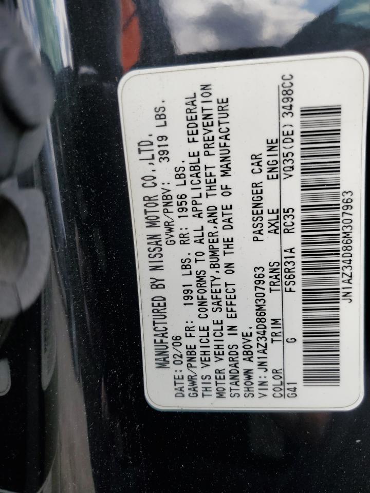 2006 Nissan 350Z Coupe VIN: JN1AZ34D86M307963 Lot: 89537705