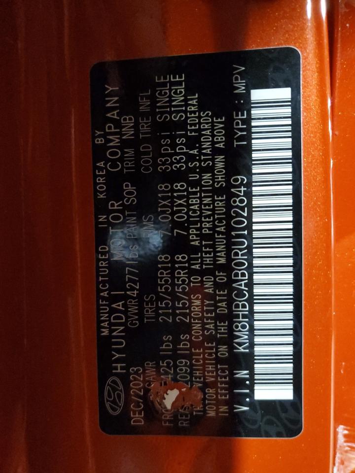 2024 Hyundai Kona Sel VIN: KM8HBCAB0RU102849 Lot: 91016245