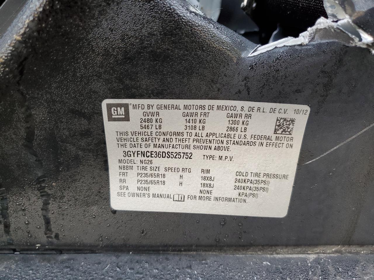 2013 Cadillac Srx Luxury Collection VIN: 3GYFNCE36DS525752 Lot: 81389005