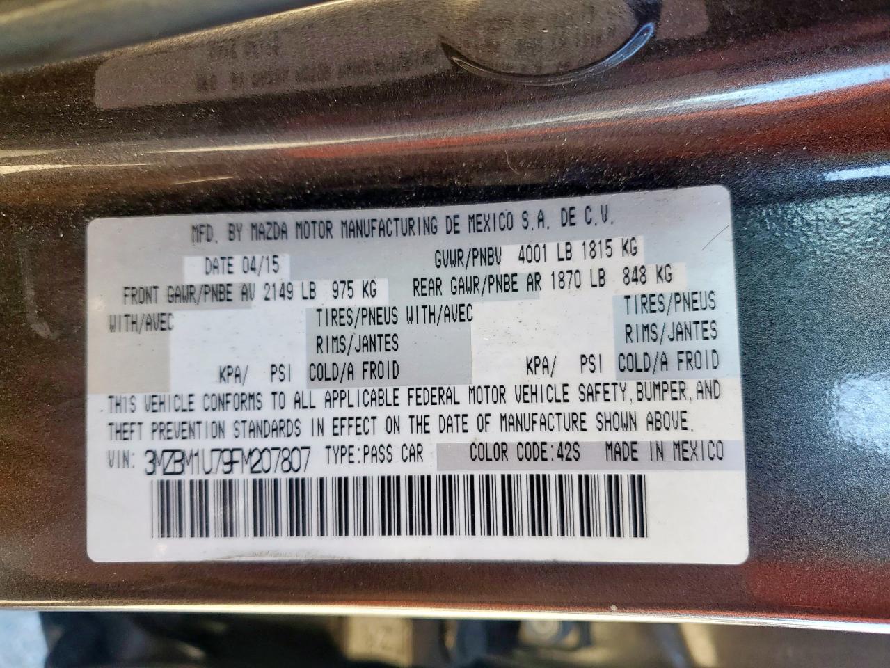 2015 Mazda 3 Sport VIN: 3MZBM1U79FM207807 Lot: 90786925