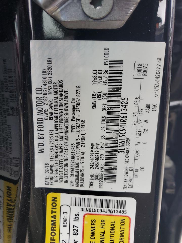 2018 Lincoln Mkz Select VIN: 3LN6L5C94JR613485 Lot: 84389925