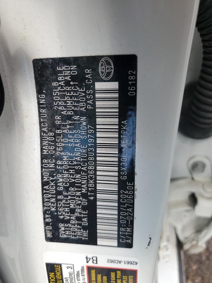 2008 Toyota Avalon Xl VIN: 4T1BK36B08U319797 Lot: 85777335