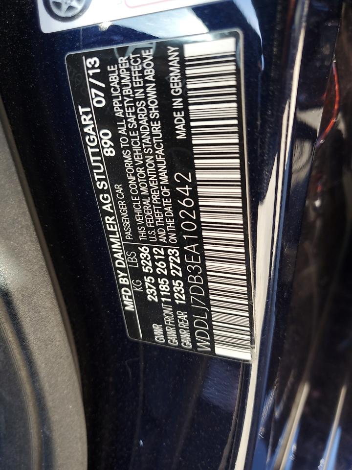 2014 Mercedes-Benz Cls 550 VIN: WDDLJ7DB3EA102642 Lot: 90293075