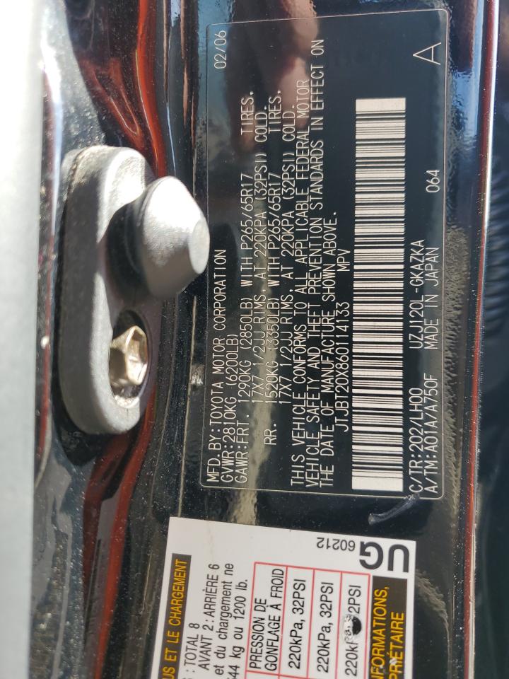 2006 Lexus Gx 470 VIN: JTJBT20X860114133 Lot: 81939215