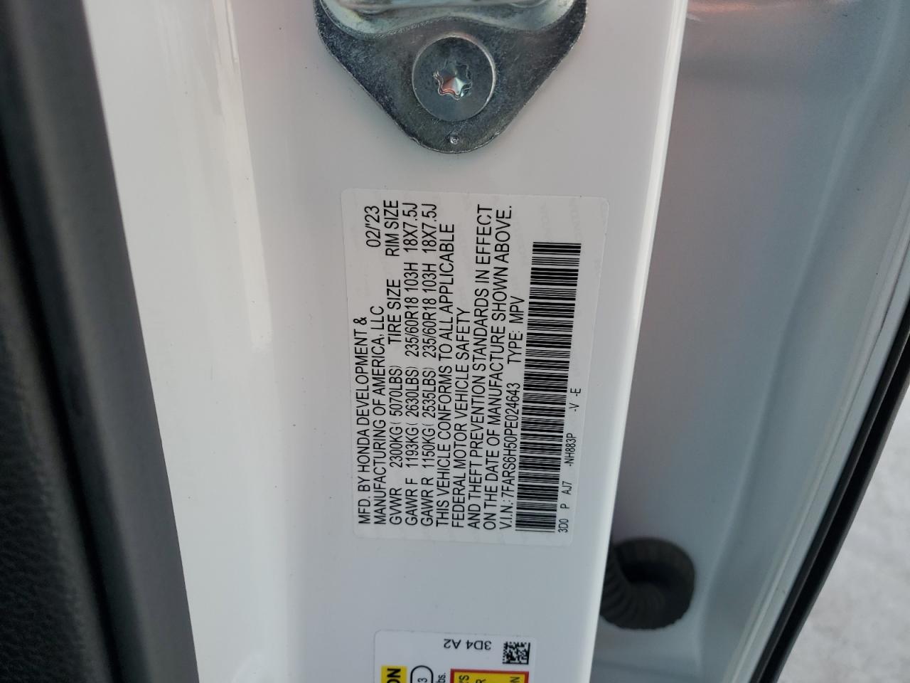 2023 Honda Cr-V Sport VIN: 7FARS6H50PE024643 Lot: 82359955