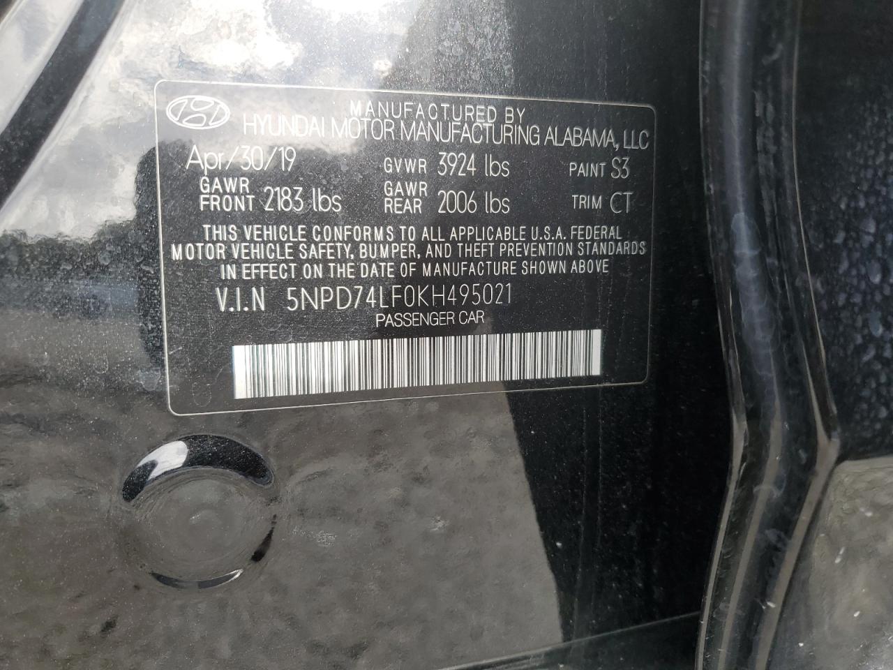 2019 Hyundai Elantra Se VIN: 5NPD74LF0KH495021 Lot: 82266305