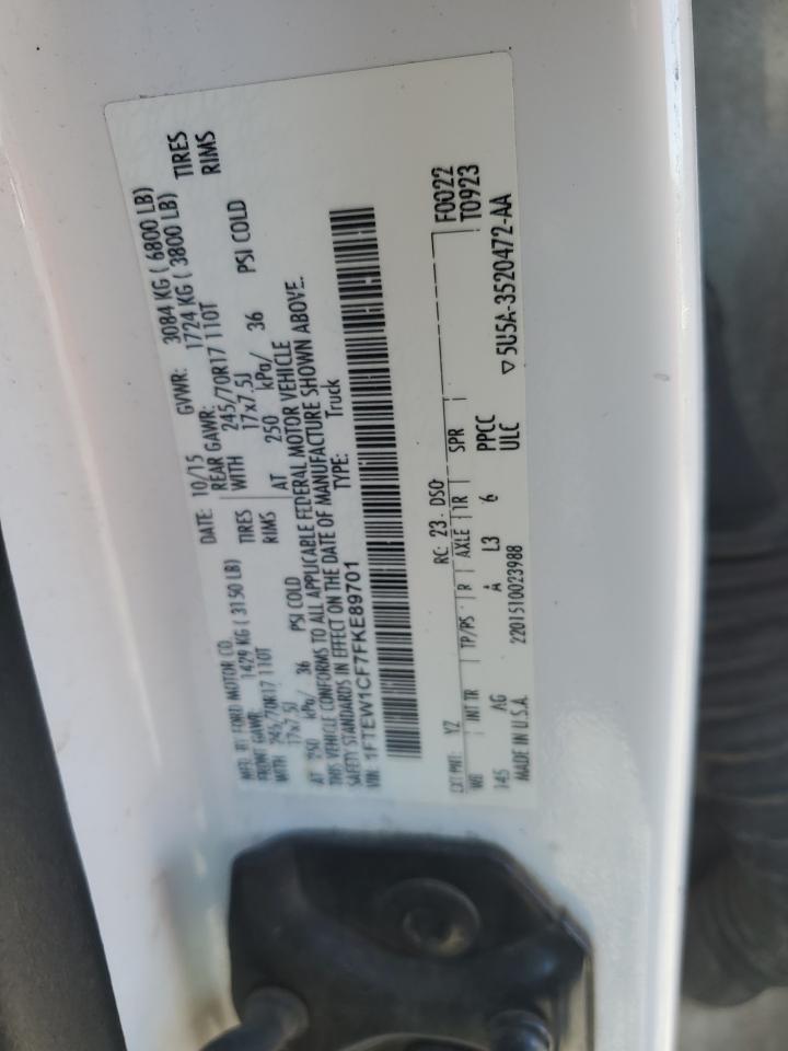 2015 Ford F150 Supercrew VIN: 1FTEW1CF7FKE89701 Lot: 89717355