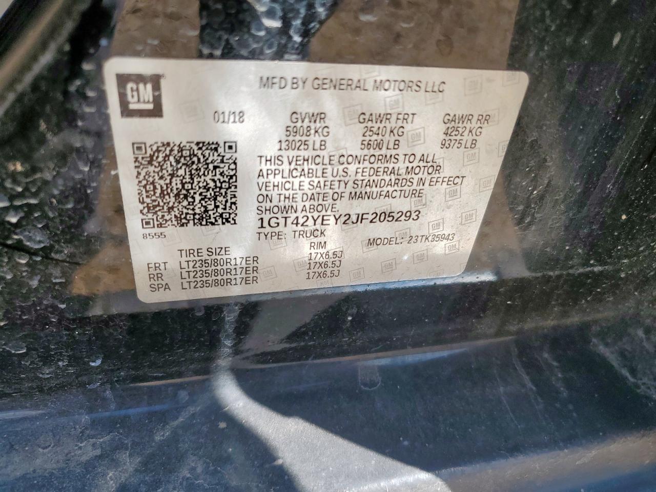 2018 GMC Sierra K3500 Denali VIN: 1GT42YEY2JF205293 Lot: 84282235
