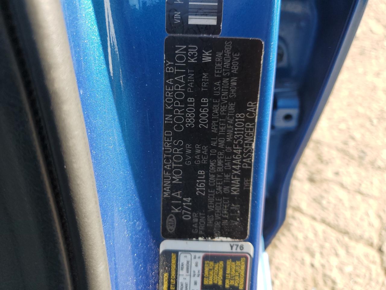 2015 Kia Forte Lx VIN: KNAFX4A64F5311018 Lot: 81992085