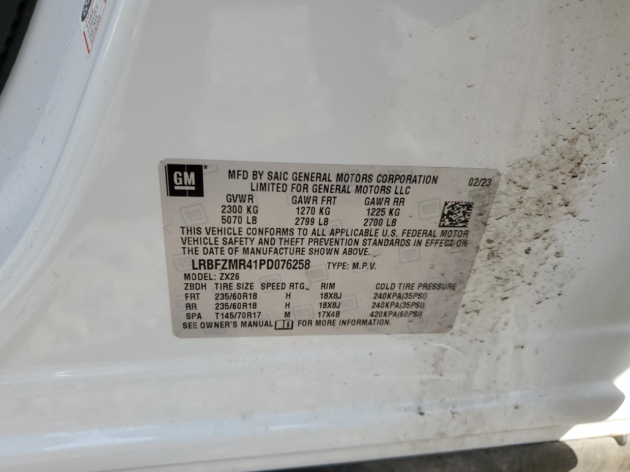 2023 Buick Envision Preferred VIN: LRBFZMR41PD076258 Lot: 86785045