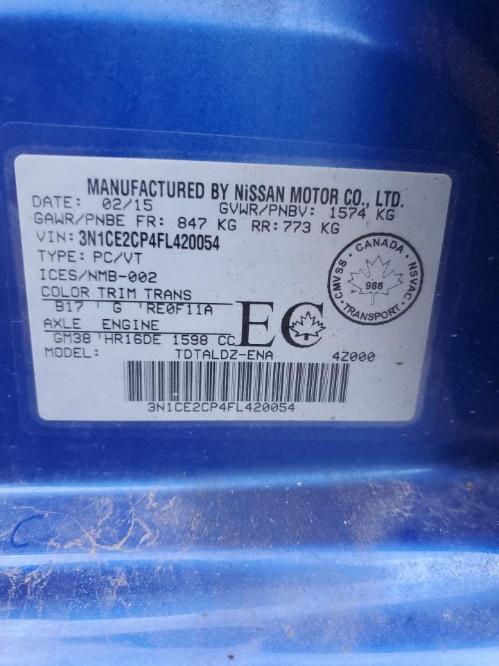 2015 Nissan Versa Note S VIN: 3N1CE2CP4FL420054 Lot: 69095195