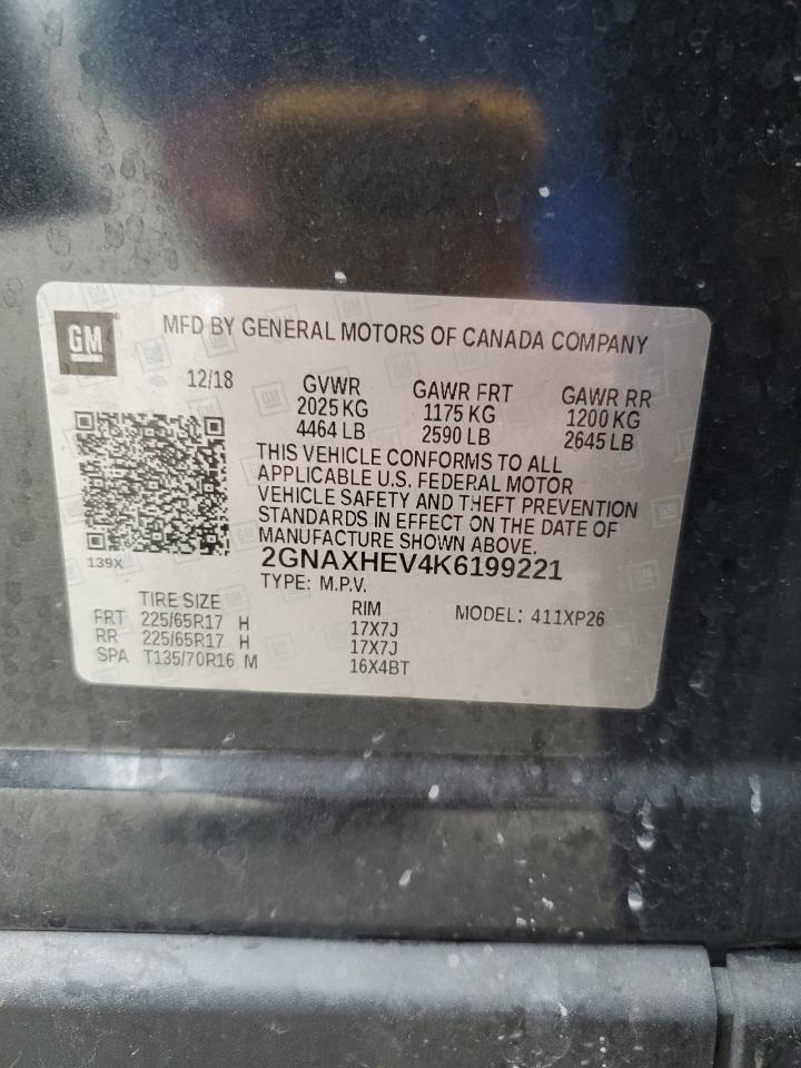 2019 Chevrolet Equinox Ls VIN: 2GNAXHEV4K6199221 Lot: 85055955