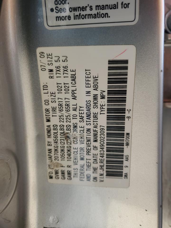 2009 Honda Cr-V Lx VIN: JHLRE48349C023097 Lot: 87273945