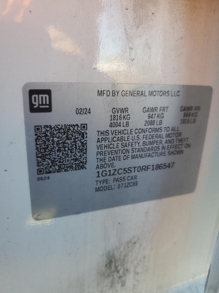 2024 Chevrolet Malibu Ls VIN: 1G1ZC5ST0RF186547 Lot: 85908685