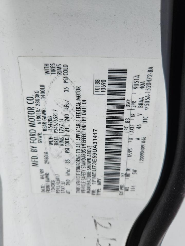 2009 Ford Explorer Xlt VIN: 1FMEU73E59UA31417 Lot: 82594755