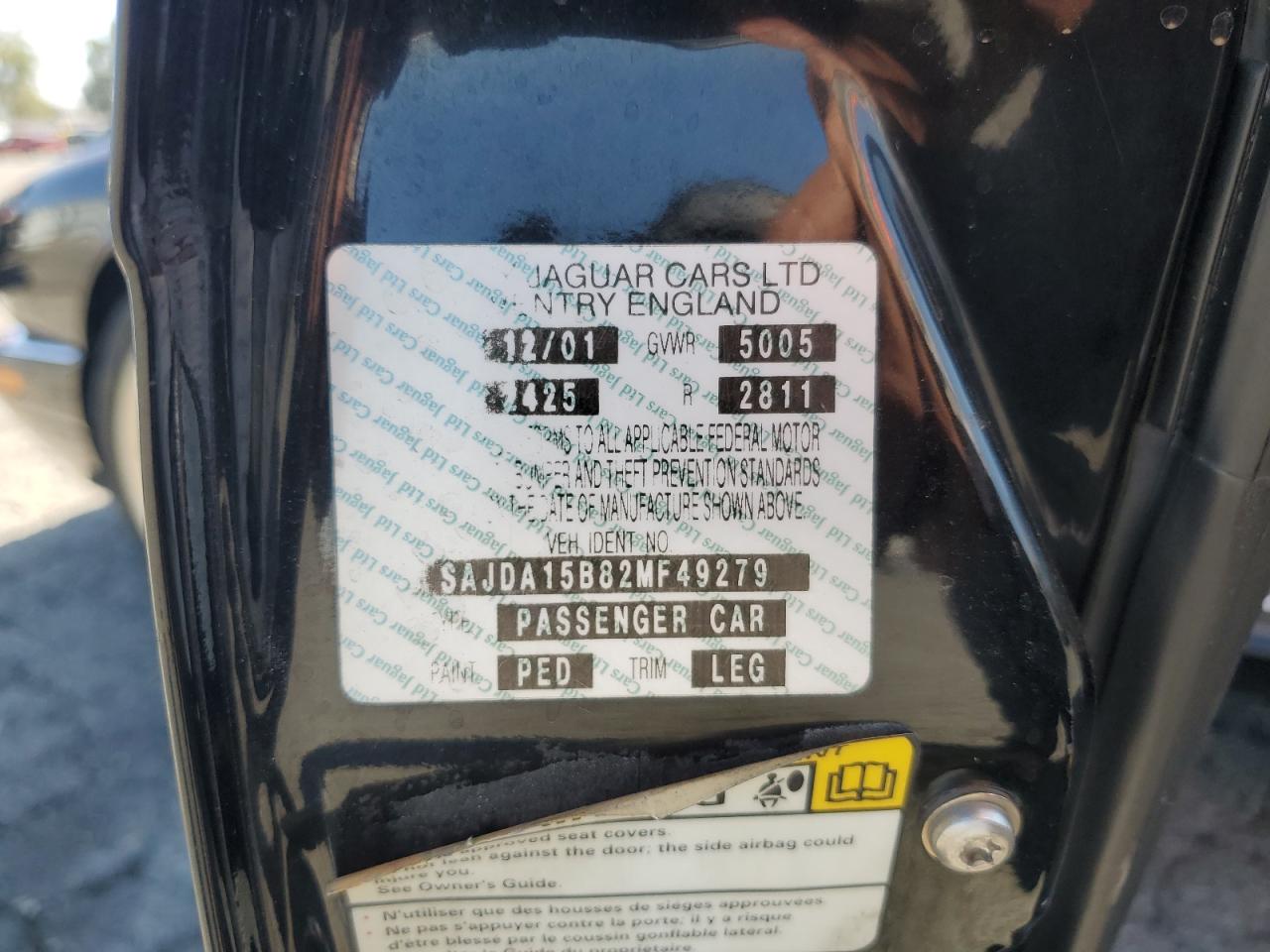 2002 Jaguar Xjr VIN: SAJDA15B82MF49279 Lot: 84288265