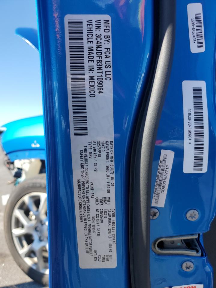 2022 Jeep Compass Latitude Lux VIN: 3C4NJDFB3NT109064 Lot: 85844995