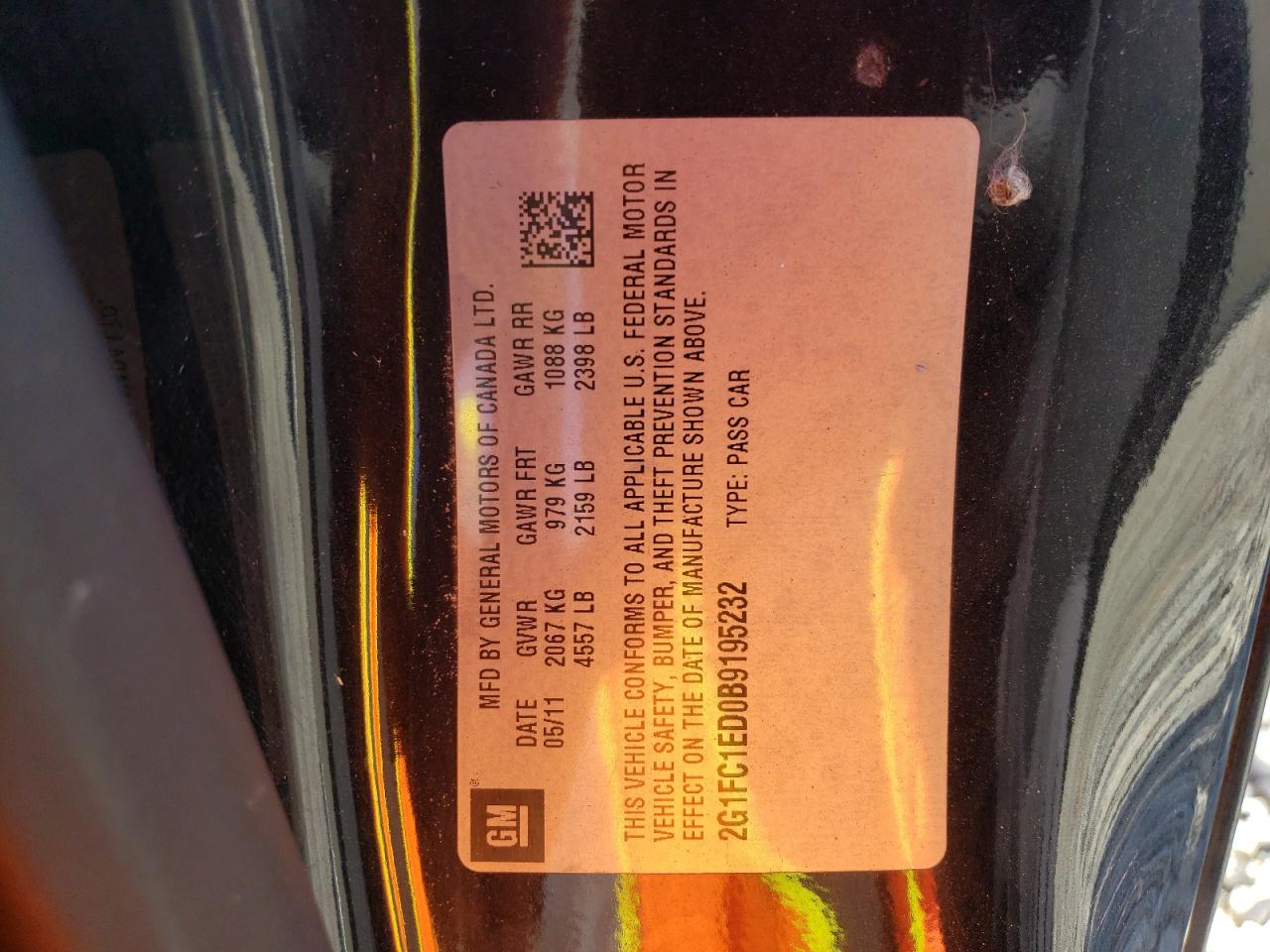 2011 Chevrolet Camaro Lt VIN: 2G1FC1ED0B9195232 Lot: 82398025