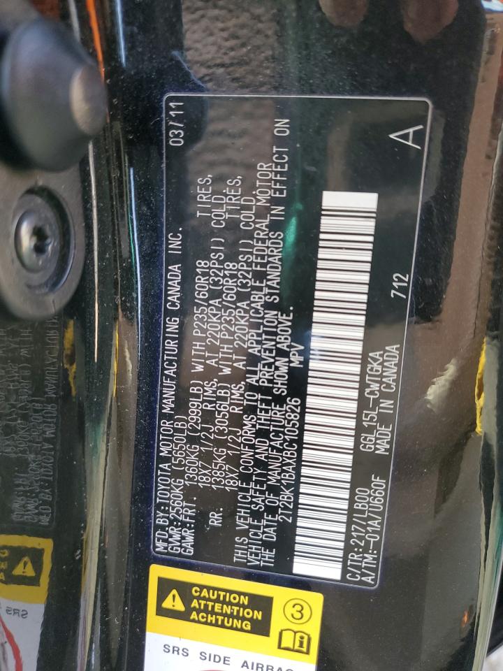 2011 Lexus Rx 350 VIN: 2T2BK1BAXBC105826 Lot: 90924665