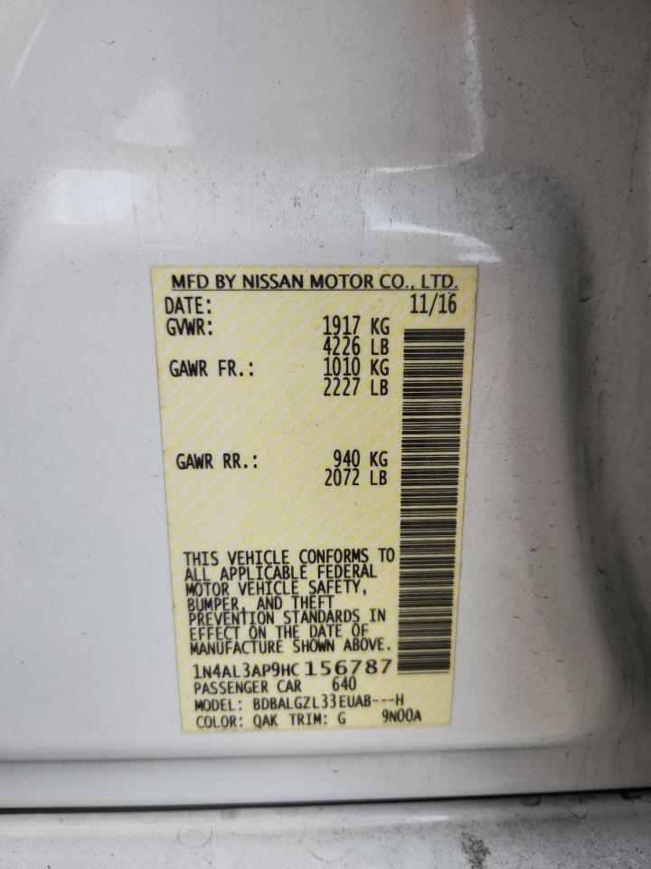 2017 Nissan Altima 2.5 VIN: 1N4AL3AP9HC156787 Lot: 81987575