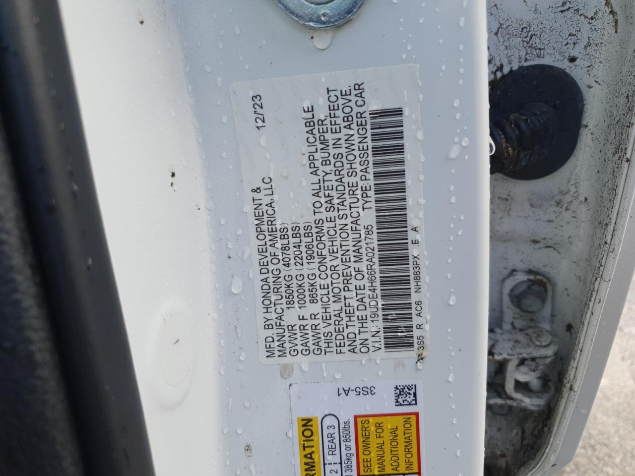 2024 Acura Integra A-Spec Tech VIN: 19UDE4H66RA021785 Lot: 87016135