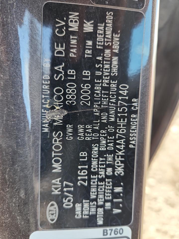 2017 Kia Forte Lx VIN: 3KPFK4A76HE157140 Lot: 85124285