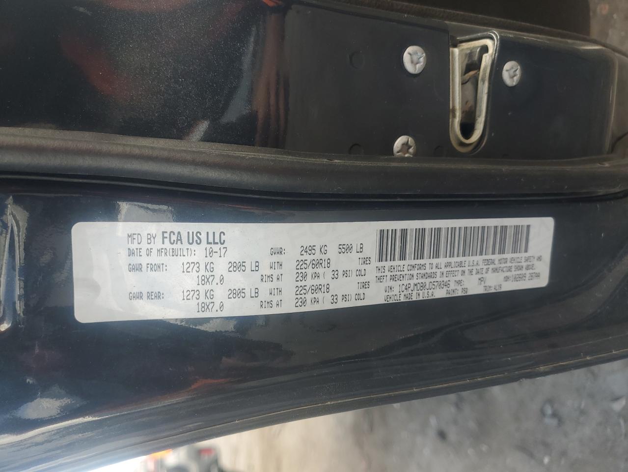 2018 Jeep Cherokee Limited VIN: 1C4PJMDB0JD570346 Lot: 89562695