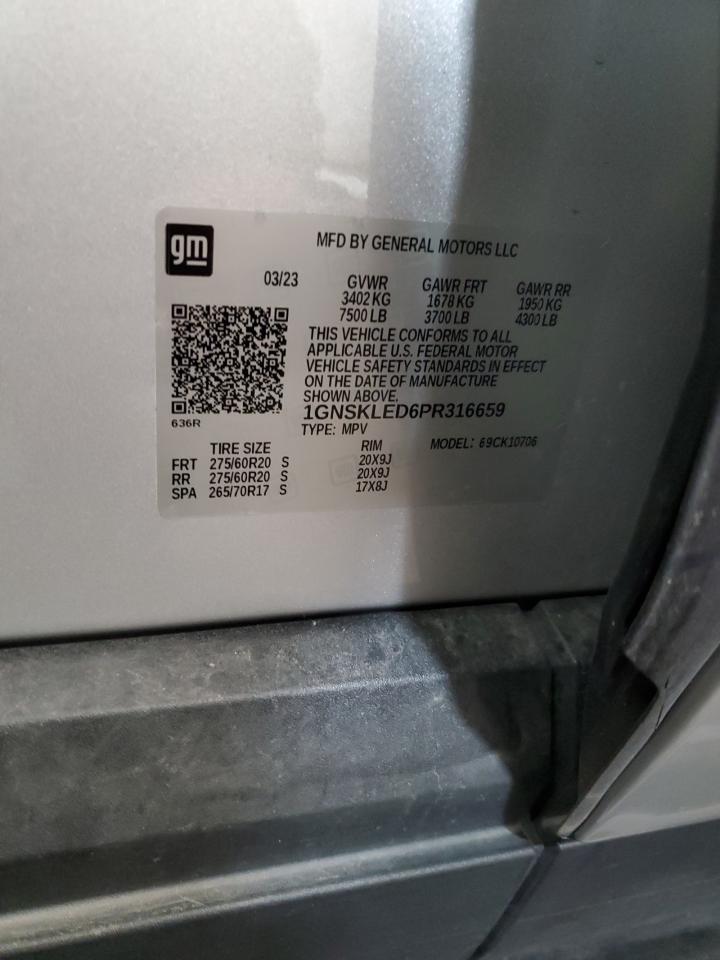 2023 Chevrolet Tahoe K1500 VIN: 1GNSKLED6PR316659 Lot: 85091925