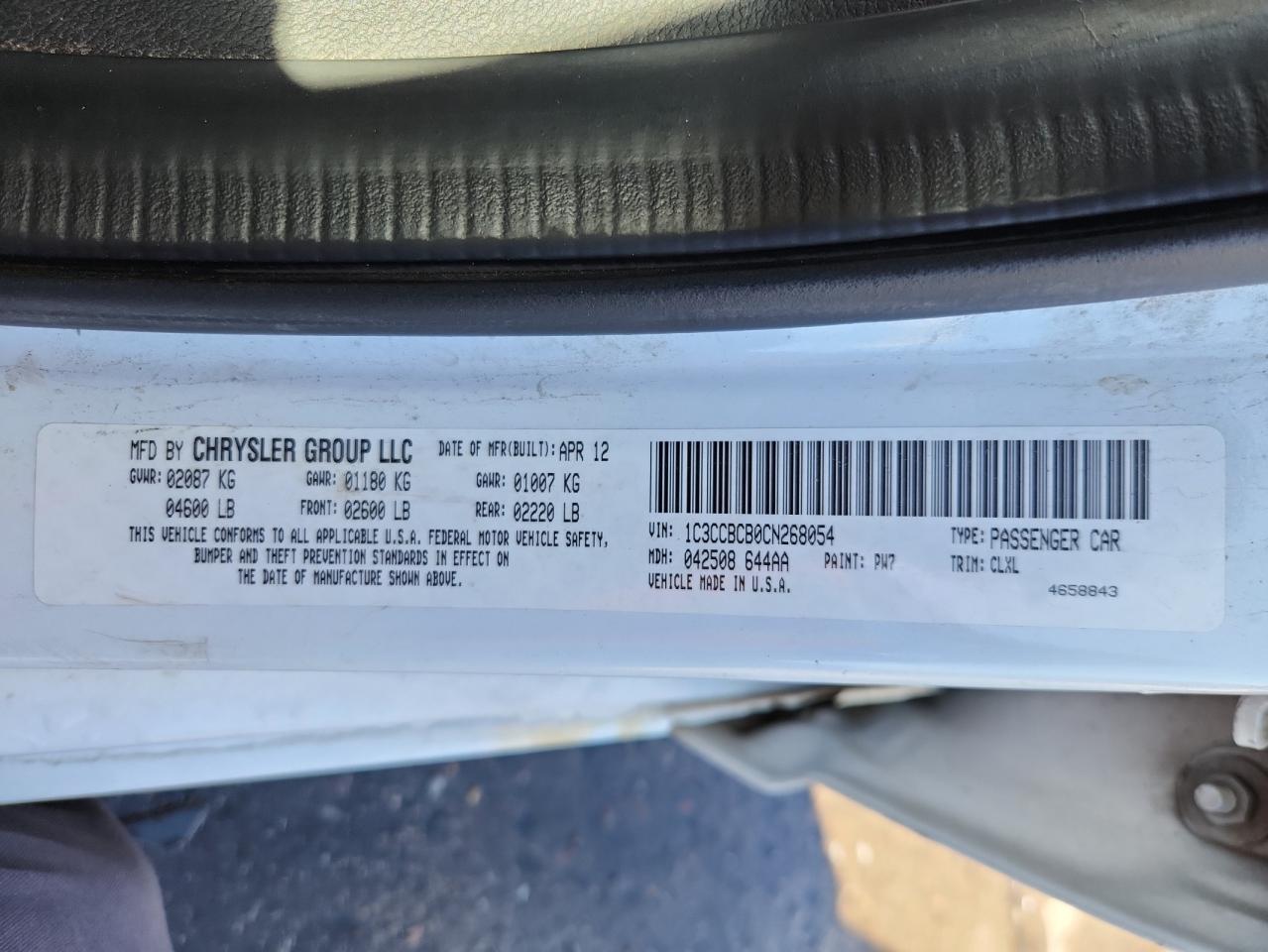 2012 Chrysler 200 Limited VIN: 1C3CCBCB0CN268054 Lot: 85125025