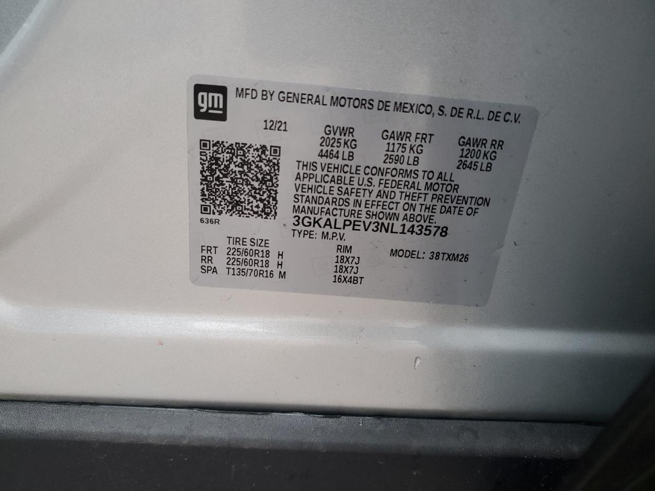 2022 GMC Terrain Slt VIN: 3GKALPEV3NL143578 Lot: 90253795