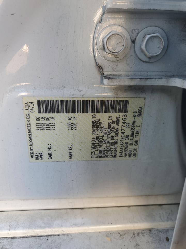 2014 Nissan Maxima S VIN: 1N4AA5AP3EC477463 Lot: 82746625