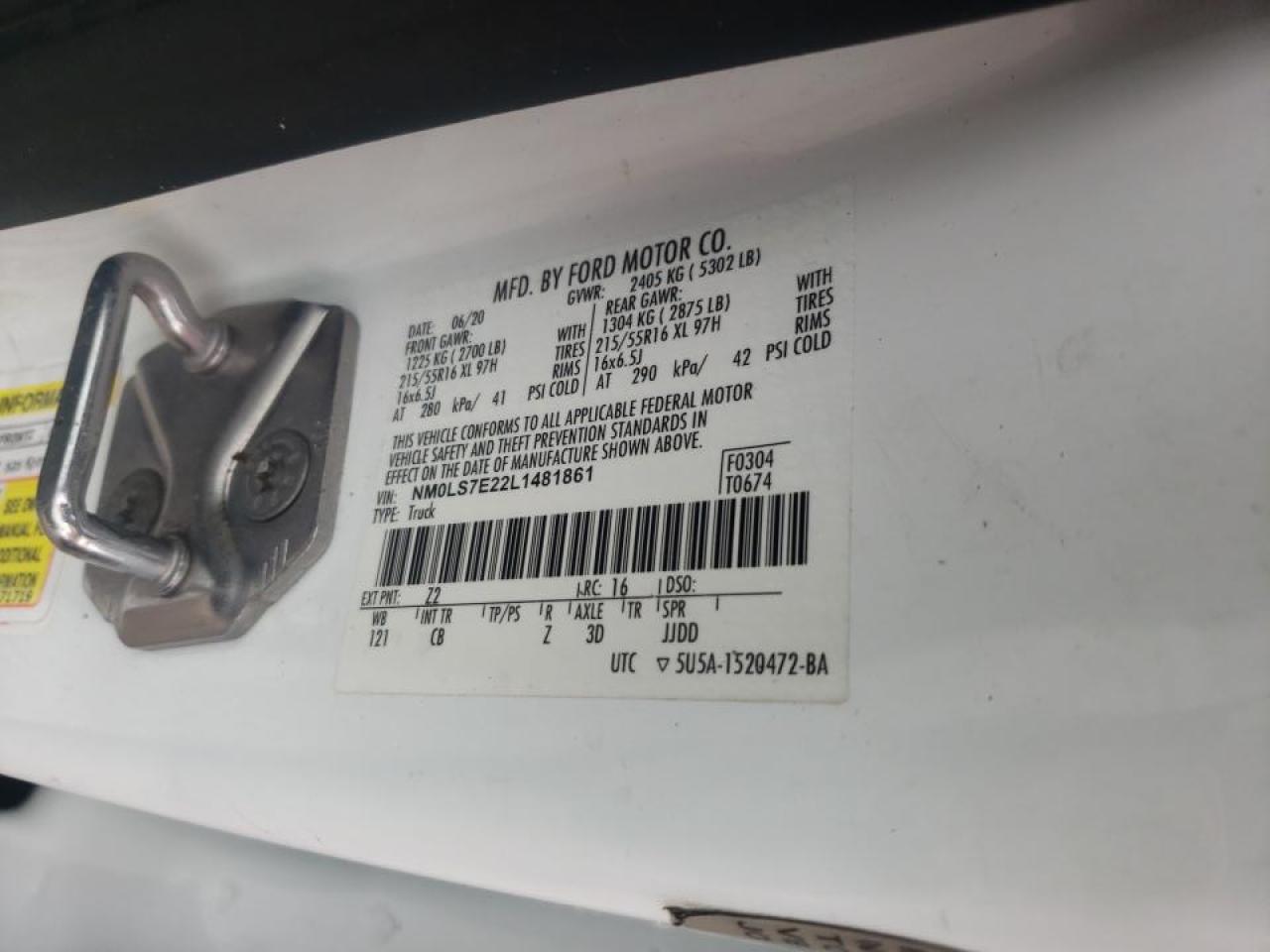 2020 Ford Transit Connect Delivery Van VIN: NM0LS7E22L1481861 Lot: 90248325