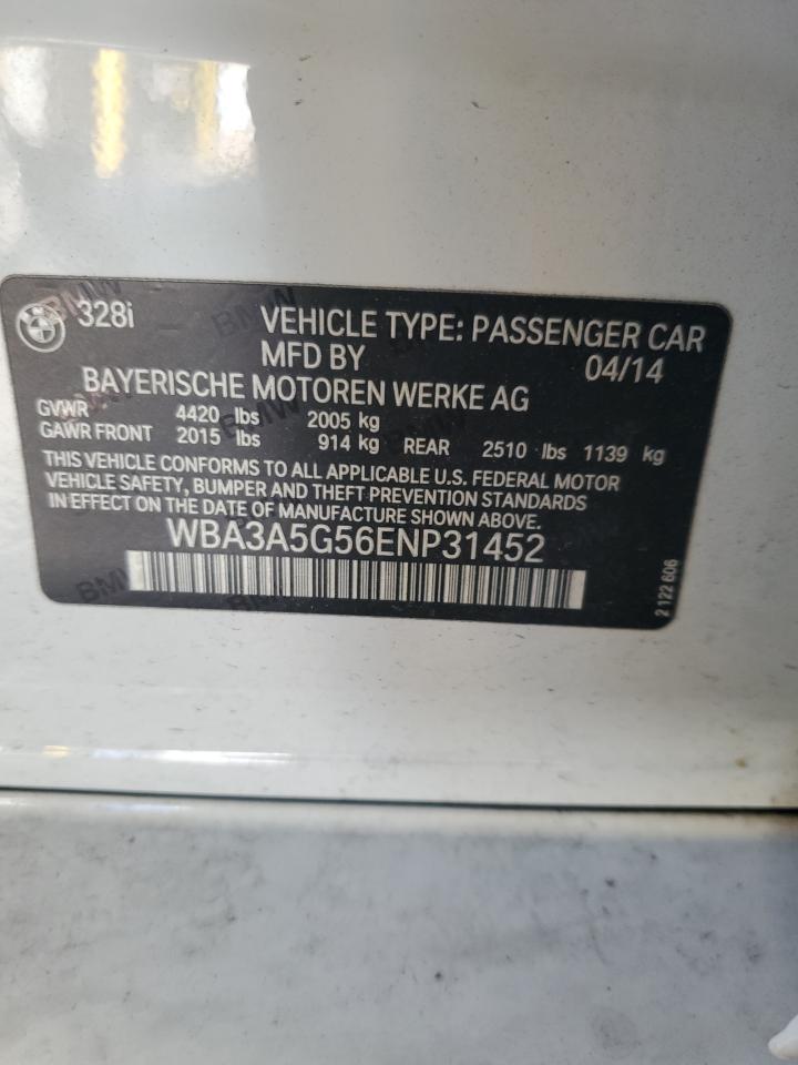 2014 BMW 328 I VIN: WBA3A5G56ENP31452 Lot: 84702625