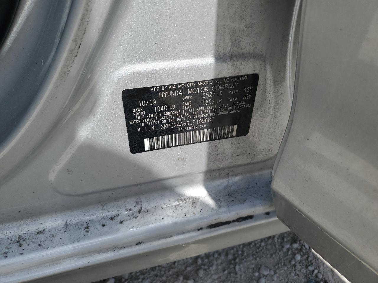 2020 Hyundai Accent Se VIN: 3KPC24A66LE109687 Lot: 84544175