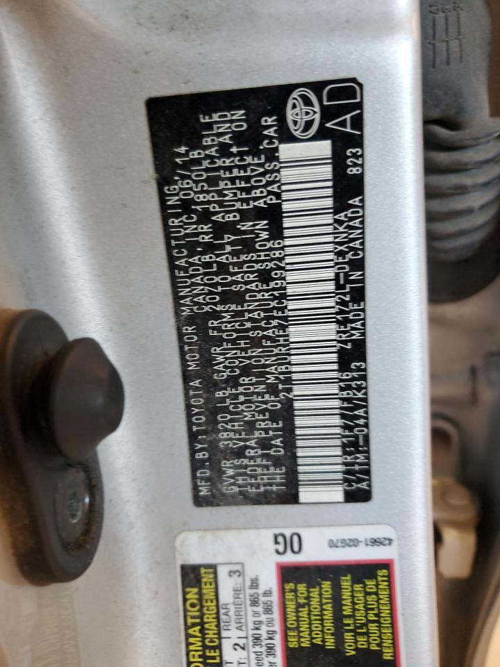 2014 Toyota Corolla L VIN: 2T1BURHE7EC199286 Lot: 84791955