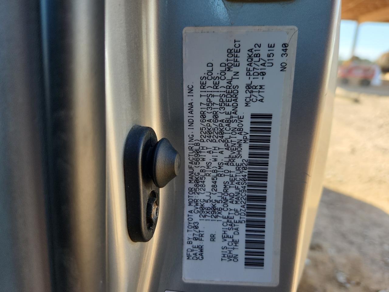 2004 Toyota Sienna Xle VIN: 5TDZA22C94S047022 Lot: 81833575