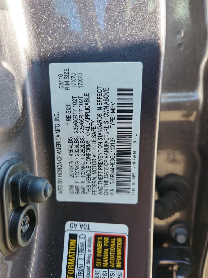 2016 Honda Cr-V Ex VIN: 5J6RM4H53GL109137 Lot: 86652295