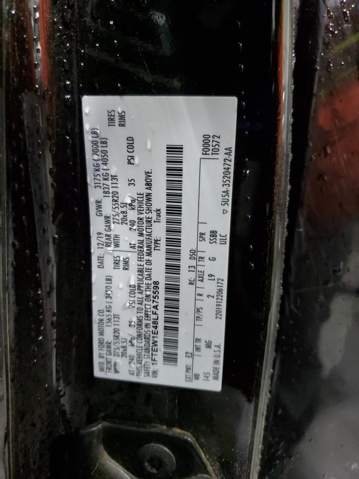 2020 Ford F150 Supercrew VIN: 1FTEW1E48LFA75598 Lot: 82763115