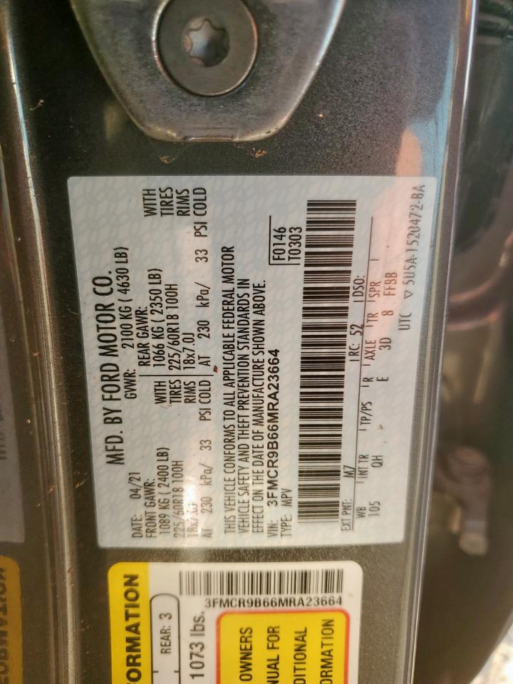 2021 Ford Bronco Sport Big Bend VIN: 3FMCR9B66MRA23664 Lot: 86475525